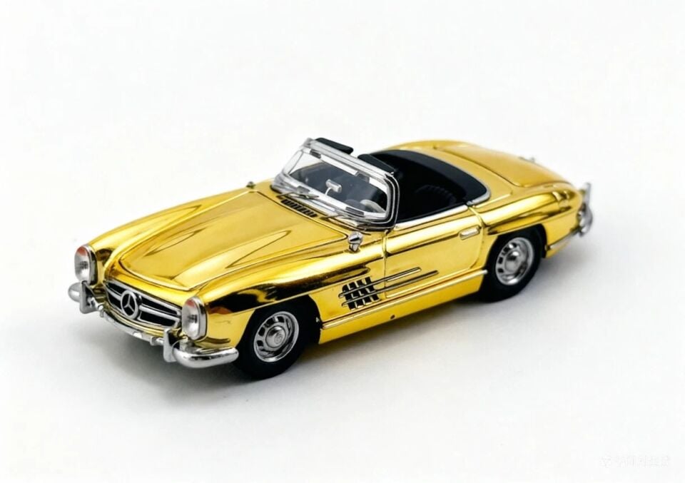 YS 1:64 Plating Gold 300SL W198 Convertible Sports Model Diecast Metal Car