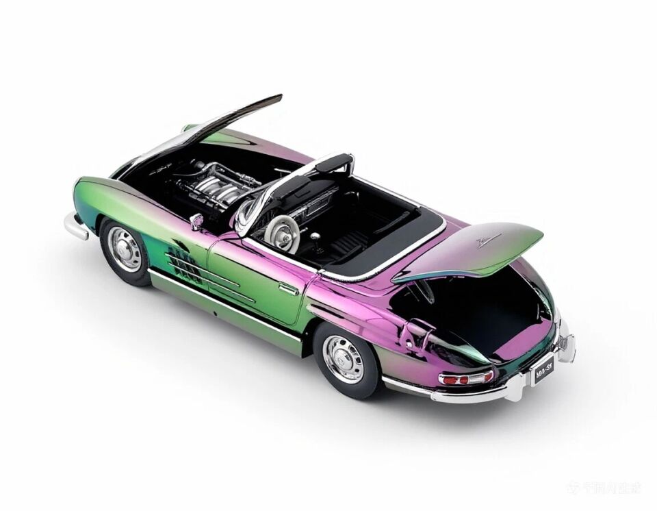 YS 1:64 Plating Purple 300SL W198 Convertible Sports Model Diecast Metal Car