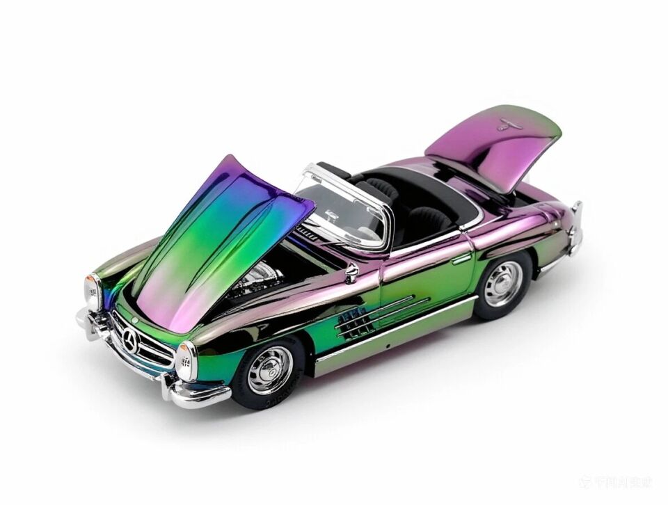 YS 1:64 Plating Purple 300SL W198 Convertible Sports Model Diecast Metal Car