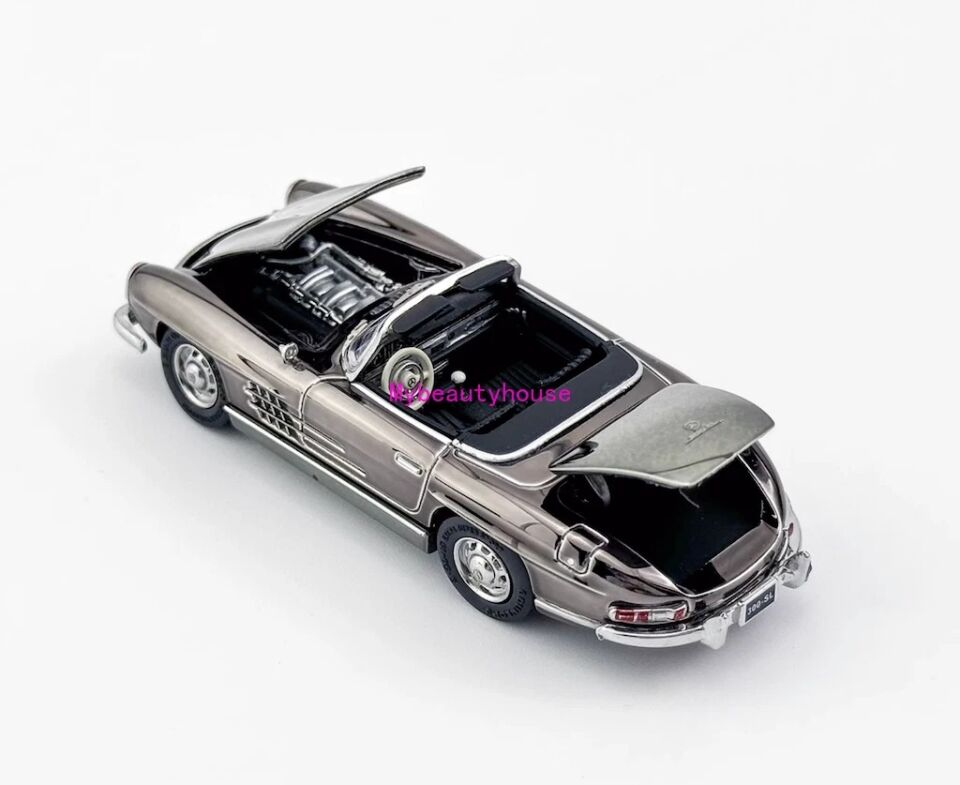 YS 1:64 Plating Gray 300SL W198 Convertible Sports Model Diecast Metal Car
