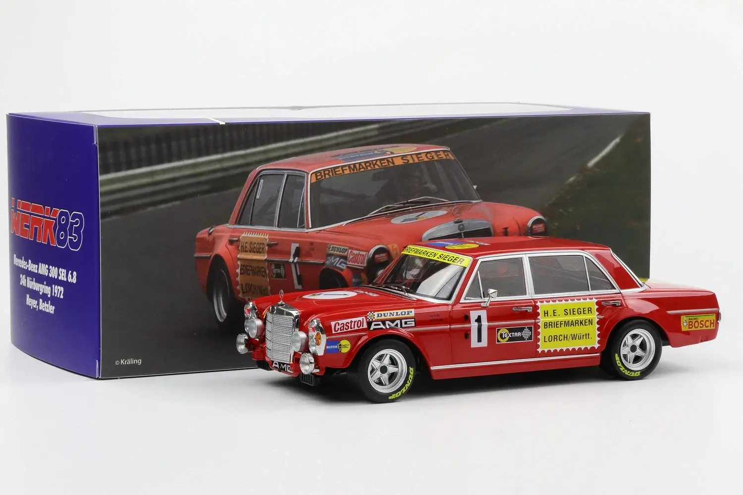 WERK83 MERCEDES-BENZ 300 SEL 6.8 #1 HEYER, BETZLER 24h NURBURING 1972 1:18