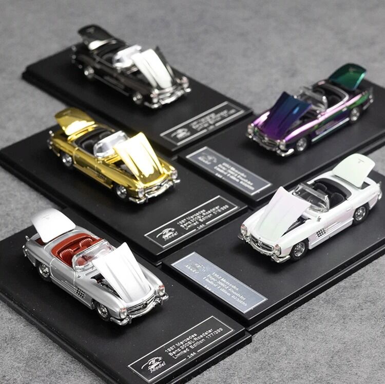 YS 1:64 Plating Gray 300SL W198 Convertible Sports Model Diecast Metal Car