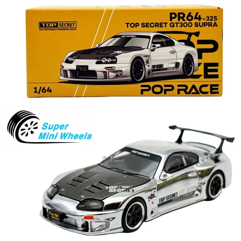 POPRACE PR64-325 1/64 TOP SECRET GT300 SUPRA TOYOTA POP RACE YENİ GÜMÜŞ KROM
