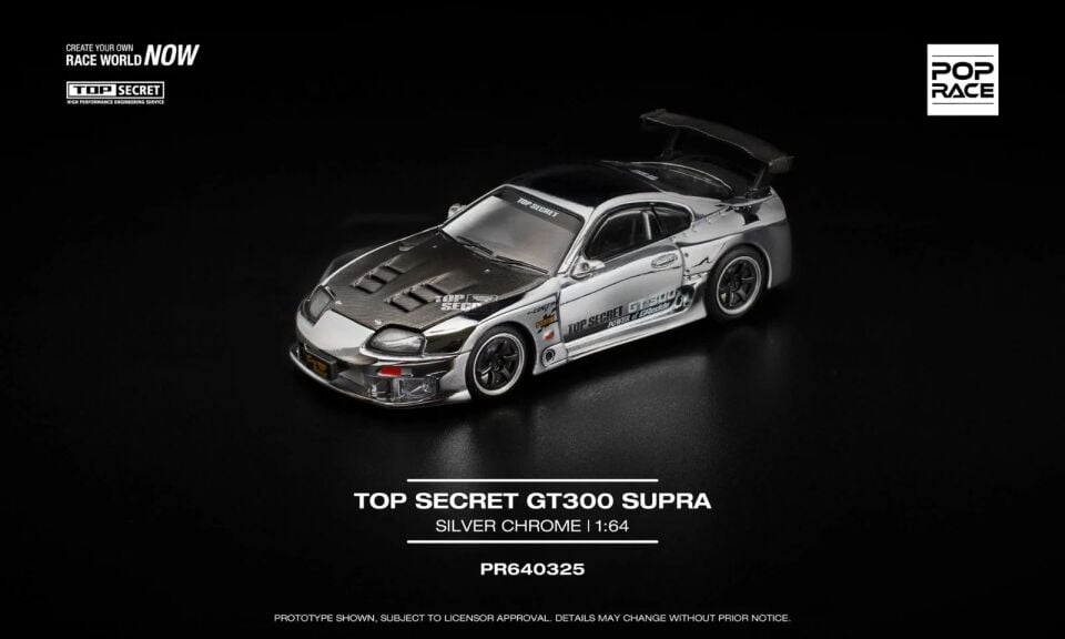 POPRACE PR64-325 1/64 TOP SECRET GT300 SUPRA TOYOTA POP RACE YENİ GÜMÜŞ KROM