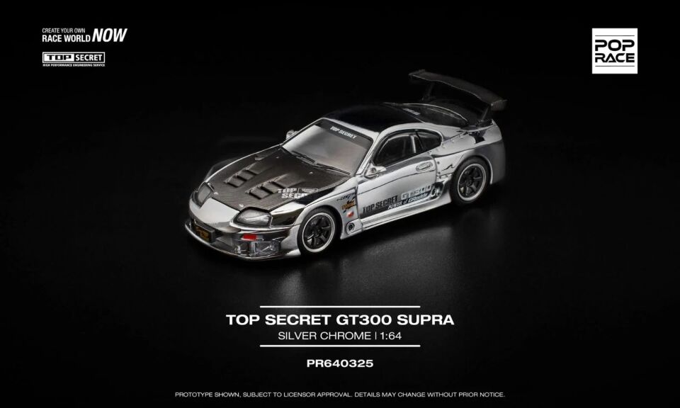 POPRACE PR64-325 1/64 TOP SECRET GT300 SUPRA TOYOTA POP RACE YENİ GÜMÜŞ KROM