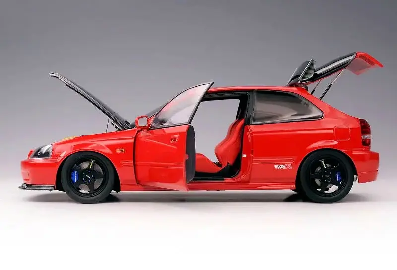1:18 HONDA CIVIC TYPE R (EK9) -- RED W/BLACK CARBON FIBRE -- MOTORHELIX