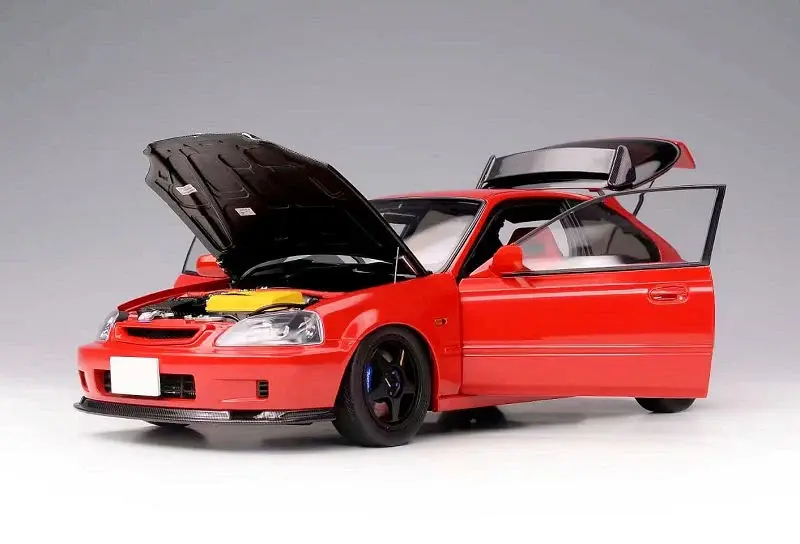 1:18 HONDA CIVIC TYPE R (EK9) -- RED W/BLACK CARBON FIBRE -- MOTORHELIX