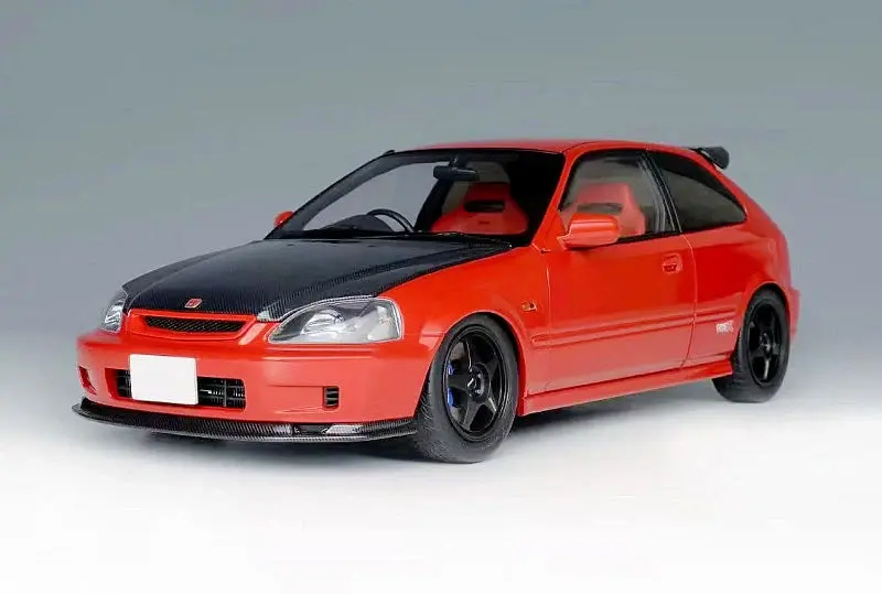 1:18 HONDA CIVIC TYPE R (EK9) -- RED W/BLACK CARBON FIBRE -- MOTORHELIX
