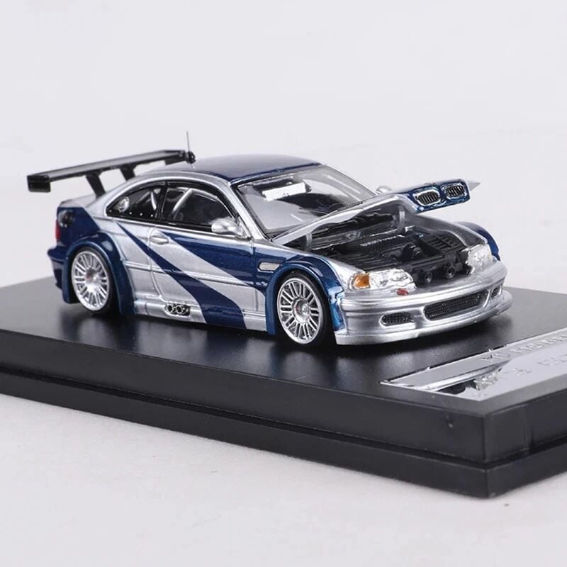 MJ Model 1:64 BMW M3 E46 GTR Alloy Car with Opening Hood