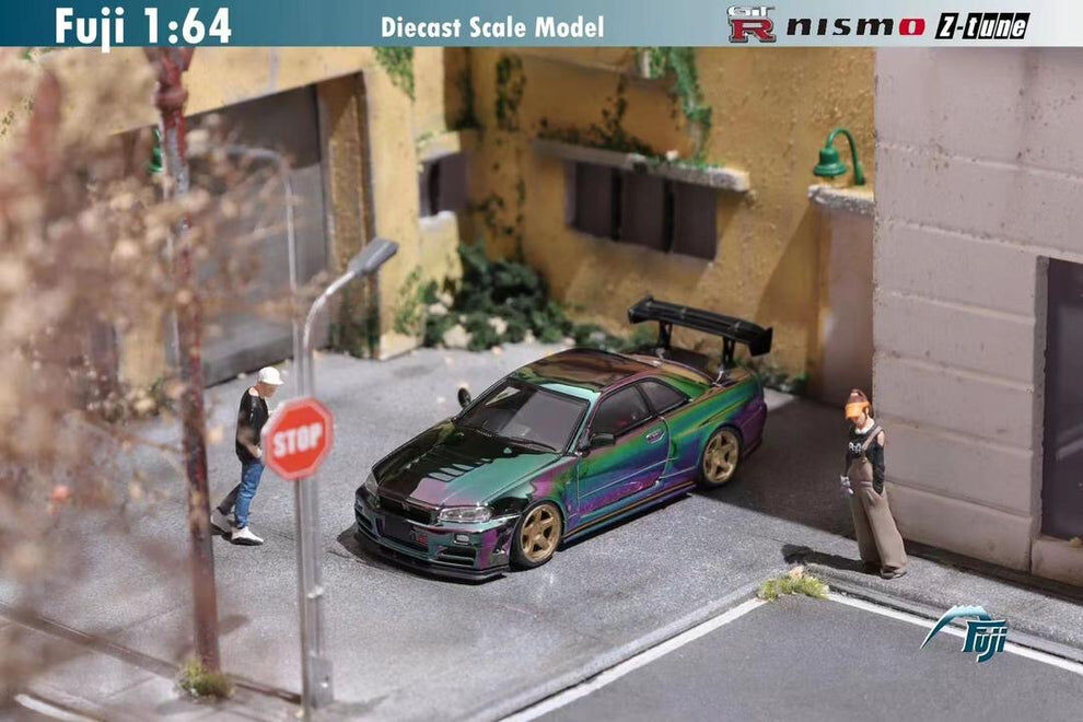 Fuji Model 1:64 Nissan Skyline R34 GTR YEŞİL MOR KROM ( 699 LİMİTED)