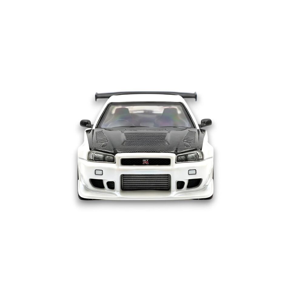 404 ERROR Nissan Skyline R34 Modified - Pearl White Carbon Hood 1:64 (199 LİMİTED)
