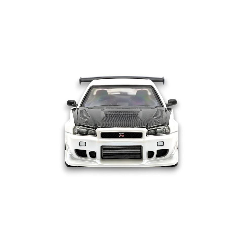 404 ERROR Nissan Skyline R34 Modified - Pearl White Carbon Hood 1:64 (199 LİMİTED)