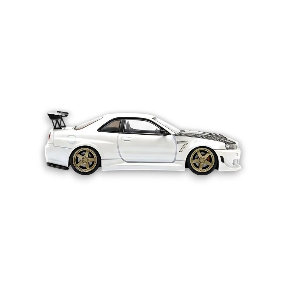 404 ERROR Nissan Skyline R34 Modified - Pearl White Carbon Hood 1:64 (199 LİMİTED)