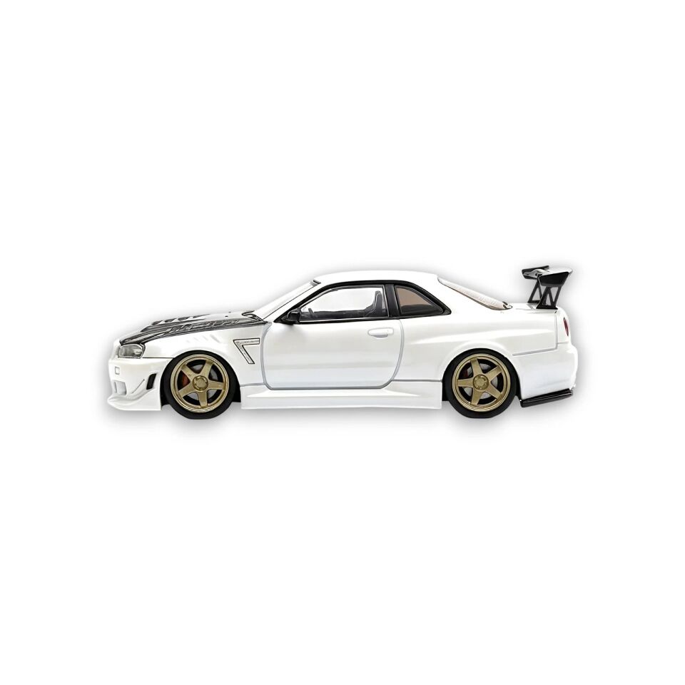 404 ERROR Nissan Skyline R34 Modified - Pearl White Carbon Hood 1:64 (199 LİMİTED)