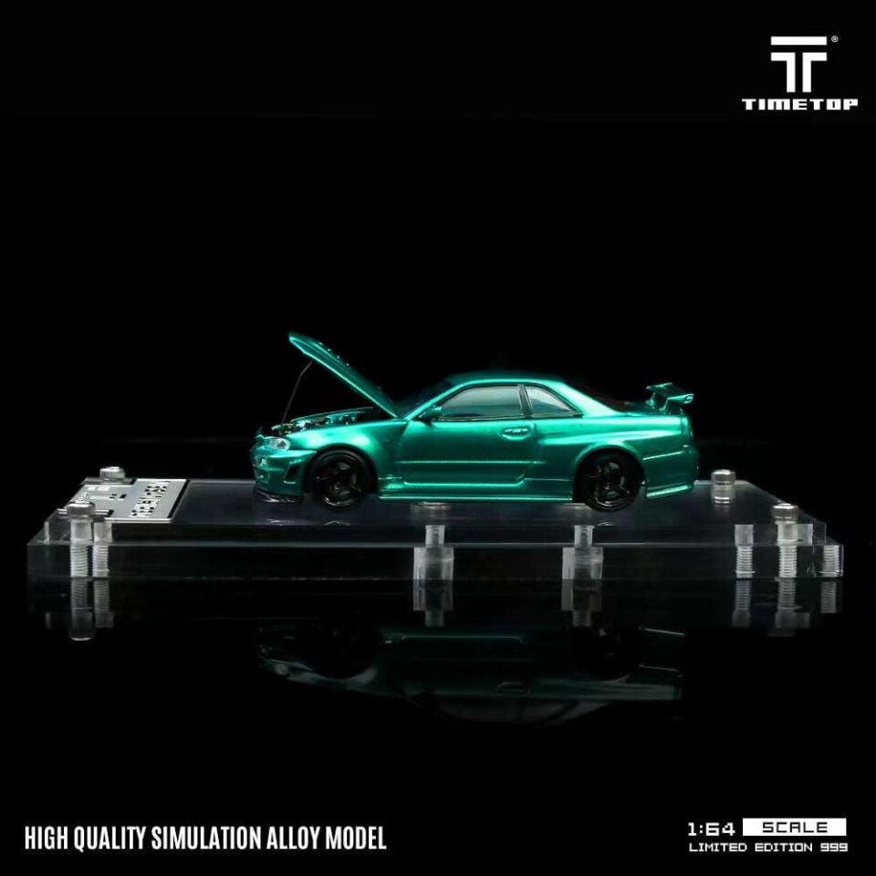 Time Top 1:64 Nissan GTRR34 - Chrome Green Gift Box Edition TT643428