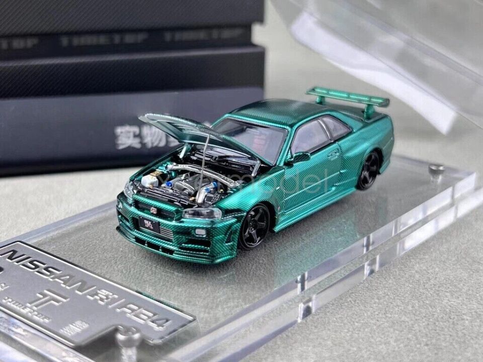 Time Top 1:64 Nissan GTRR34 - Chrome Green Gift Box Edition TT643428