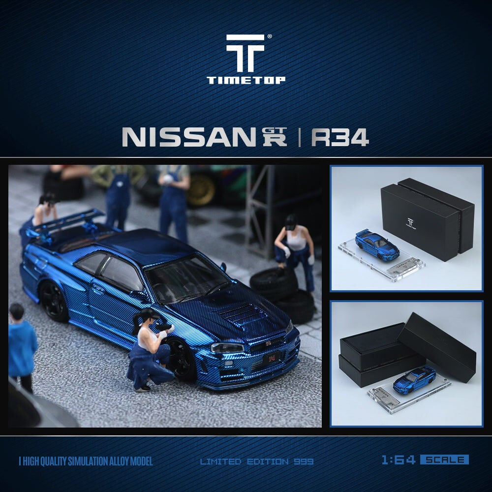 Time Top 1:64 Nissan GTRR34 - Chrome Blue TT643437