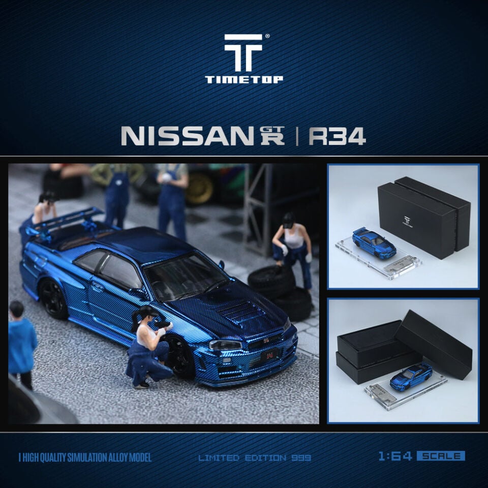 Time Top 1:64 Nissan GTRR34 - Chrome Blue TT643437