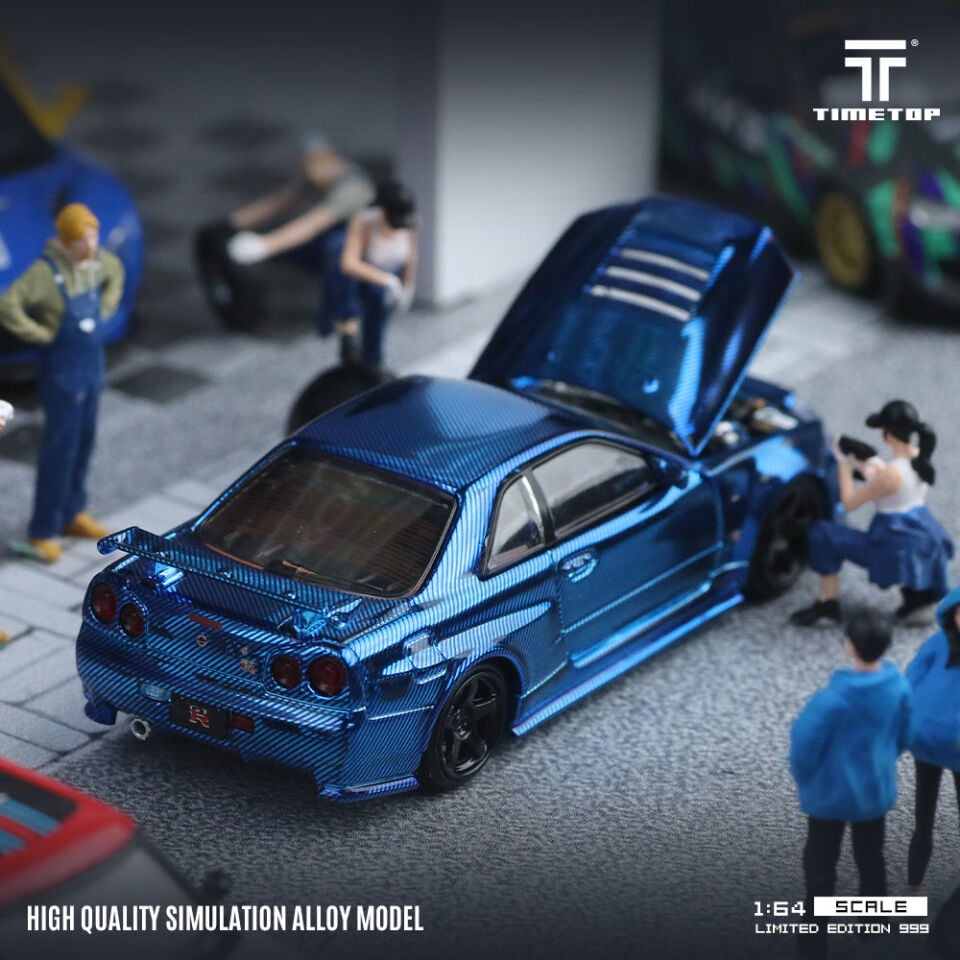 Time Top 1:64 Nissan GTRR34 - Chrome Blue TT643437