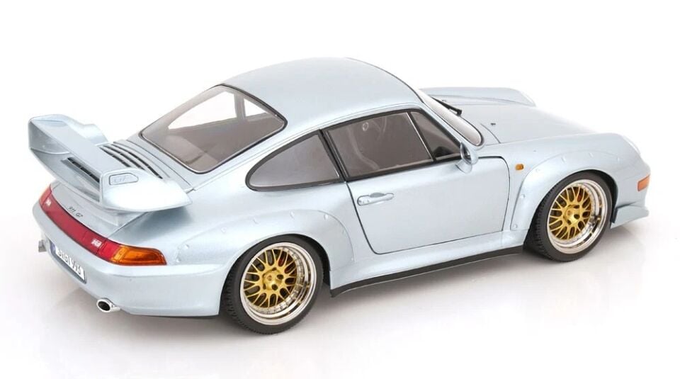 KK Scale 1:12 PORSCHE 911 (993) GT2 BBS RIMS POLAR SILVER 1996
