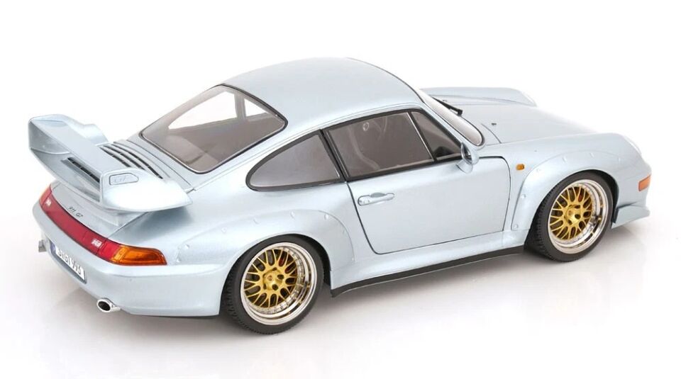 KK Scale 1:12 PORSCHE 911 (993) GT2 BBS RIMS POLAR SILVER 1996