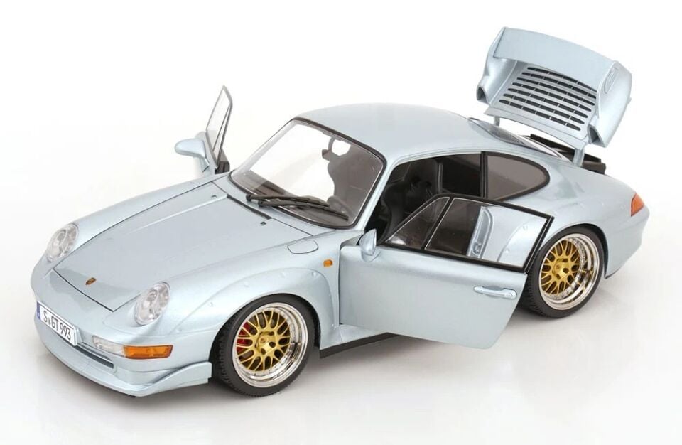KK Scale 1:12 PORSCHE 911 (993) GT2 BBS RIMS POLAR SILVER 1996