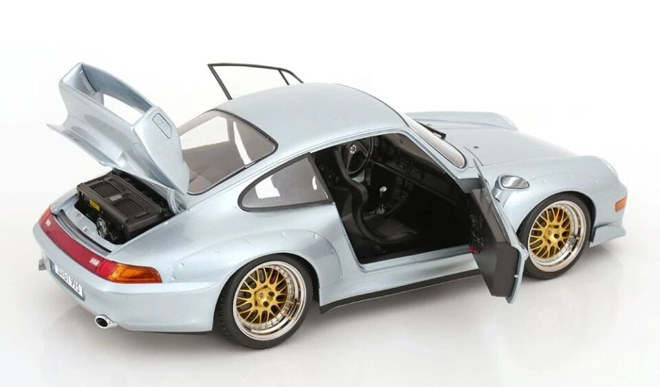 KK Scale 1:12 PORSCHE 911 (993) GT2 BBS RIMS POLAR SILVER 1996