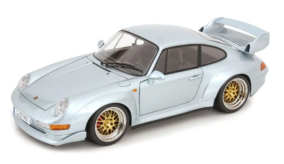 KK Scale 1:12 PORSCHE 911 (993) GT2 BBS RIMS POLAR SILVER 1996