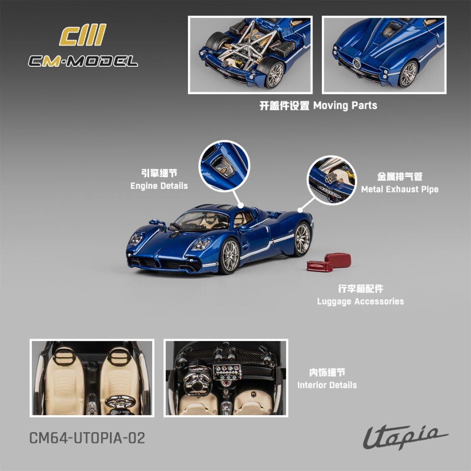 CM Model 1:64 Pagani Utopia Metallic Blue