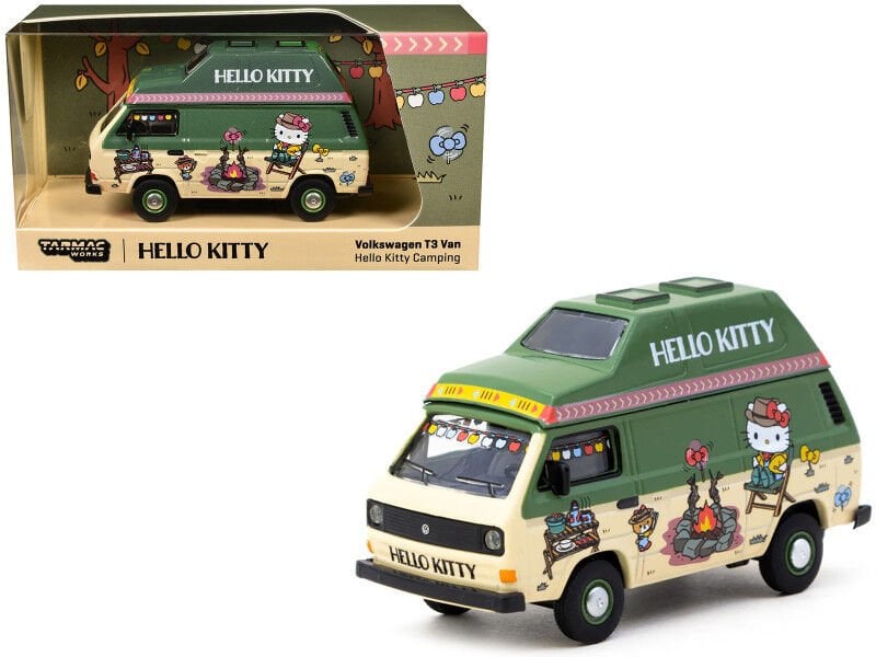 SCHUCOxTARMAC VOLKSWAGEN T3 VAN HELLO KITTY CAMPING 1:64