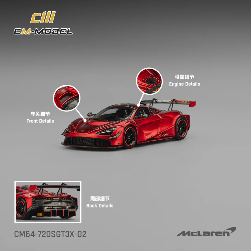 CM Model 1:64  McLaren 720s GT3X Metallic Red