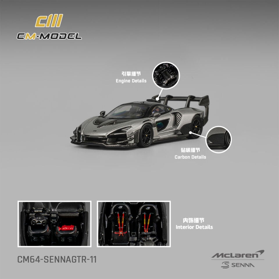 CMmodel 1:64 Mclaren Senna GTRMetallic Silver Gray