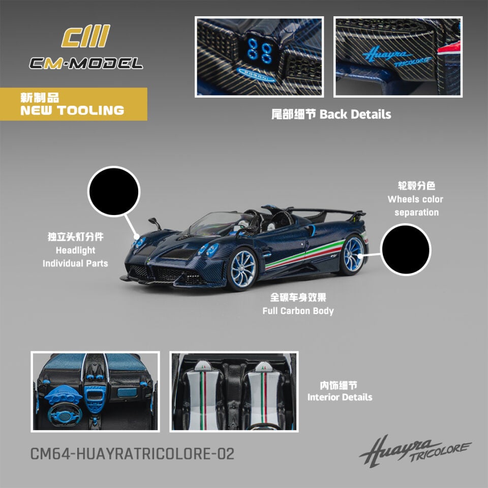 CMModel 1:64 HUAYRATRICOLORE Tricolor convertible