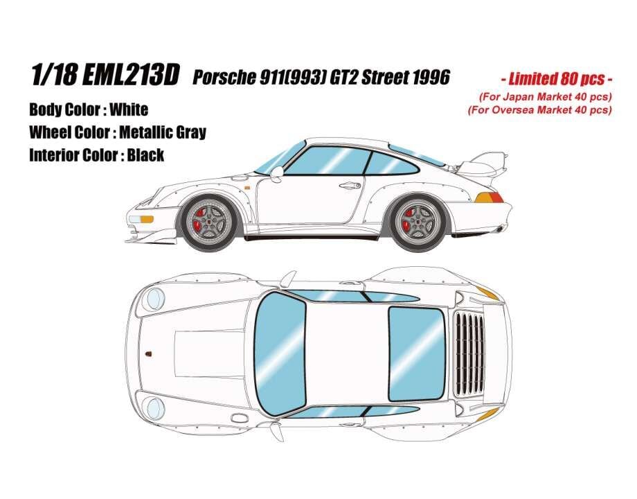 Make Up  1:18 Porsche 911(993) GT2 Street 1996 White