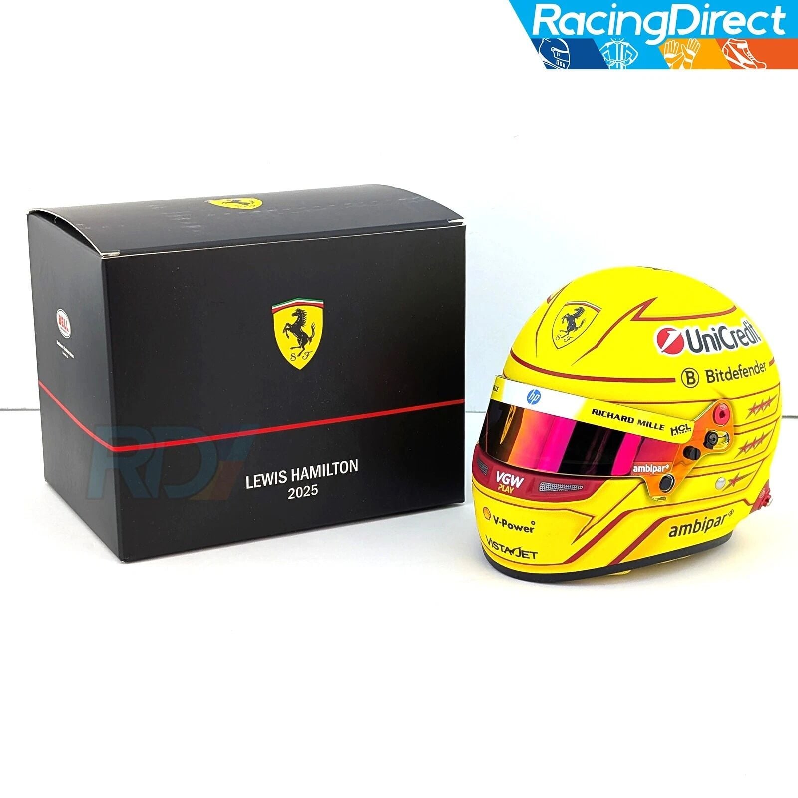 2025 Lewis Hamilton Mini Helmet - 1:2 Scale Bell Ferrari F1 Helmet - 4100414