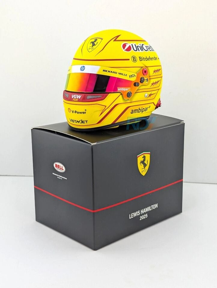 2025 Lewis Hamilton Mini Helmet - 1:2 Scale Bell Ferrari F1 Helmet - 4100414