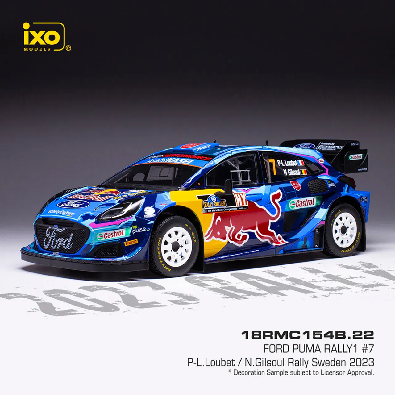 İXO FORD PUMA Rally1 #7 P-L.Loubet - N.Gilsoul Rally Sweden 2023 1:18 (154B.22)